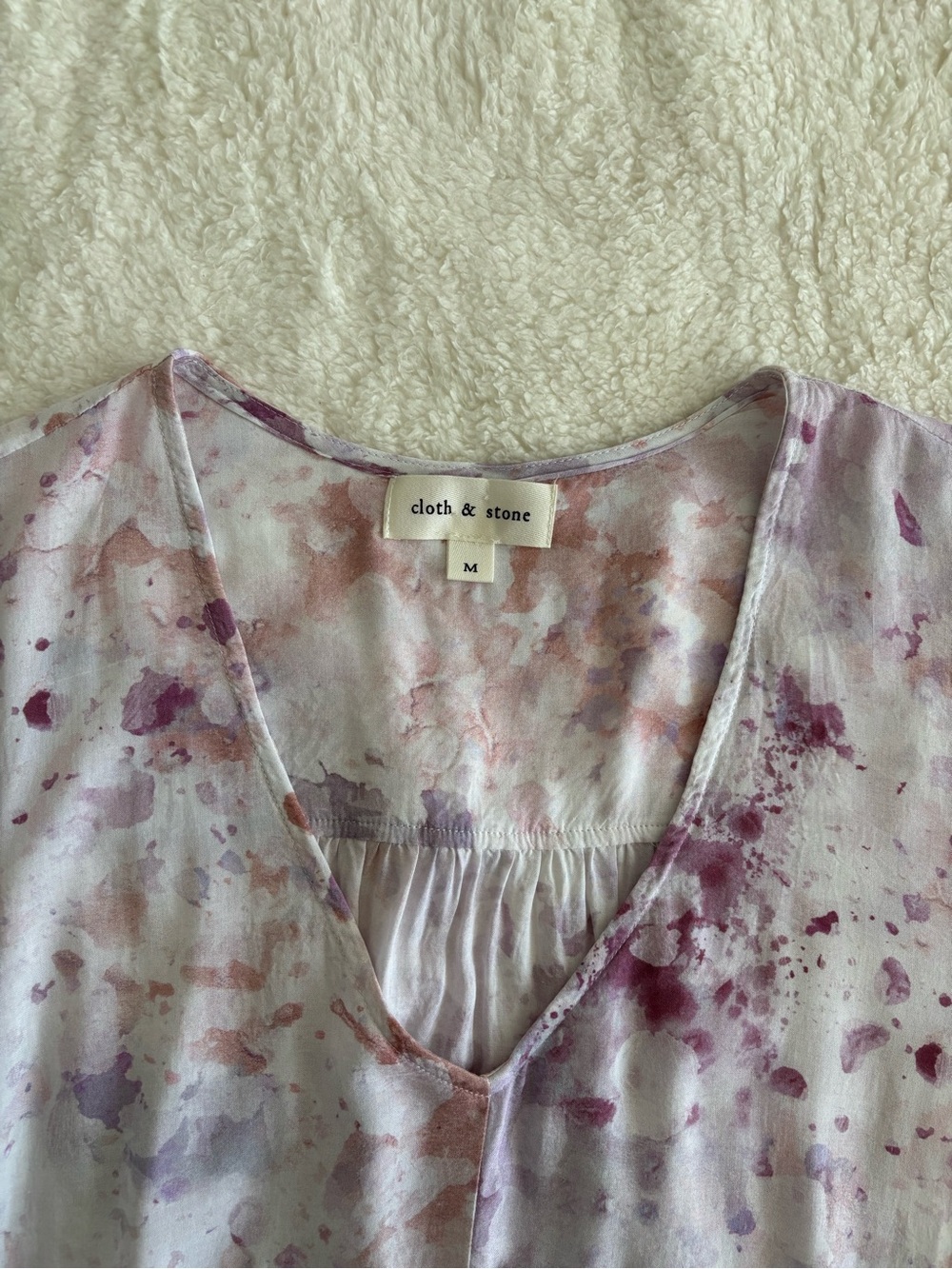 Anthropologie Cloth & Stone Tie-Dye Blouse Purple Pink Boho Size M - Picture 5 of 13